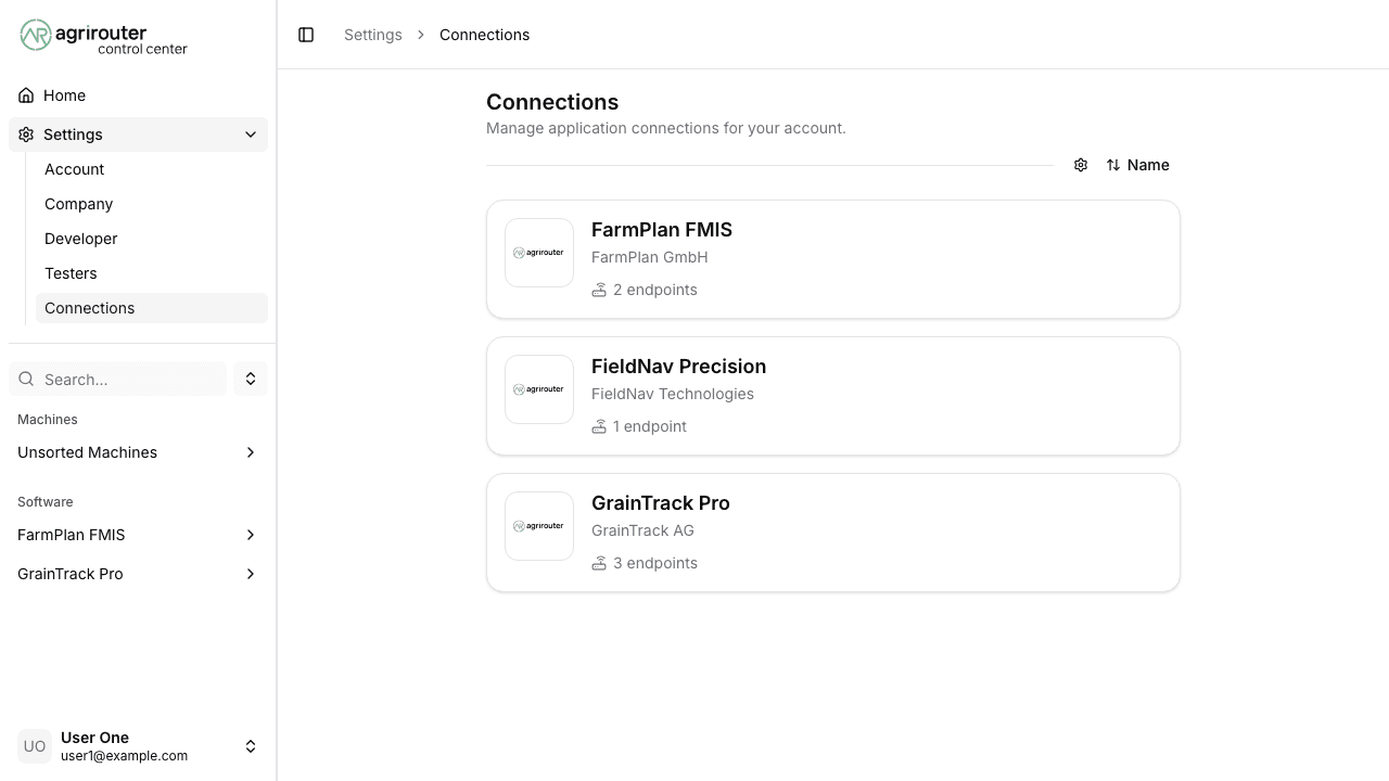 Authorization management page showing a list of authorized applications with scope badges, endpoint counts, and revoke buttons