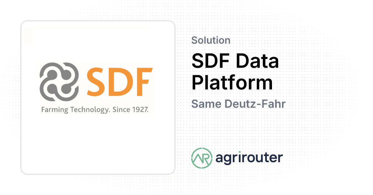 SDF Data Platform — agrirouter Solution Finder