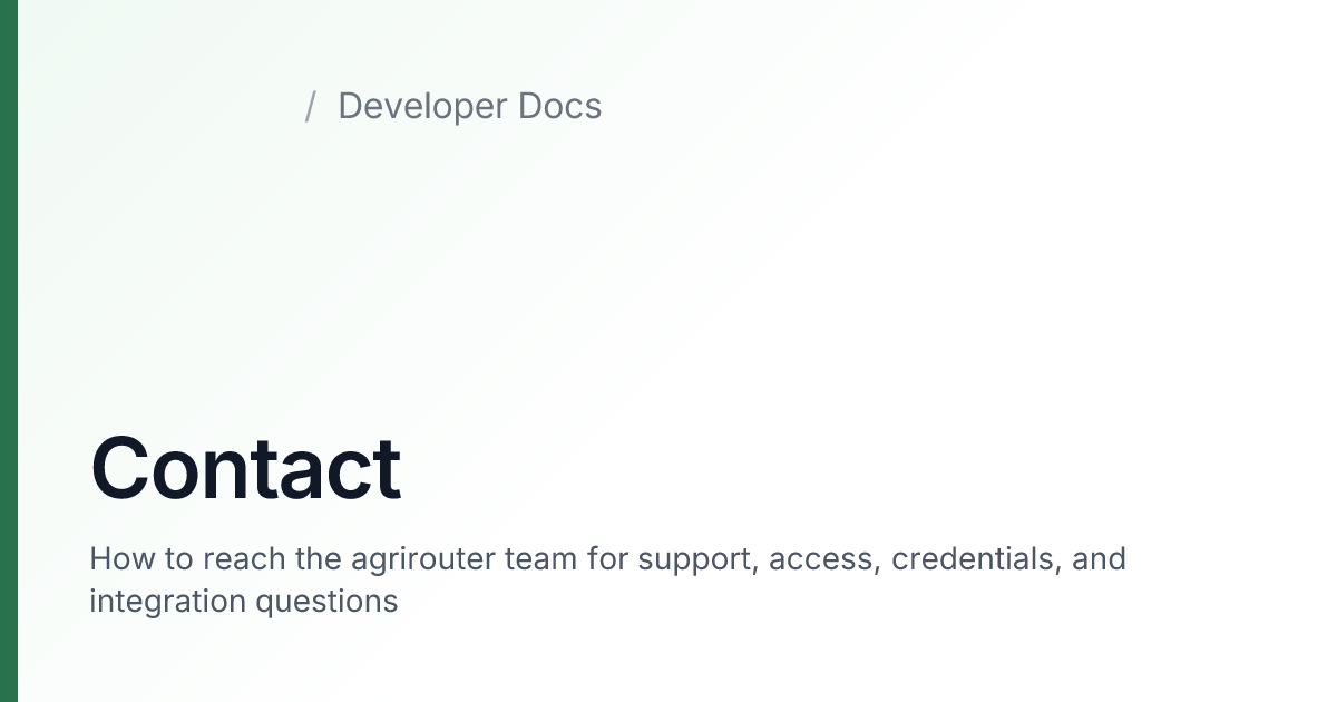 Contact — agrirouter Developer Docs
