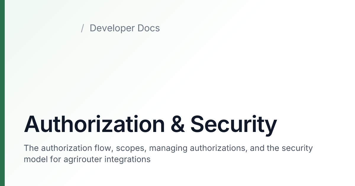 Authorization & Security — agrirouter Developer Docs